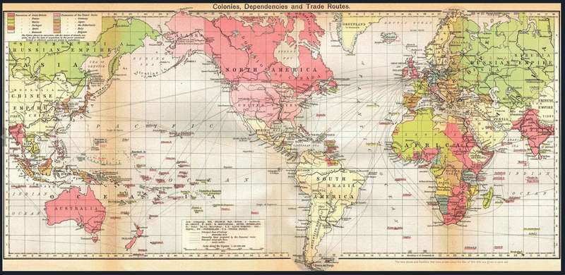 British Empire Colonies, Dependencies and Trade Routes Digital Map Digital Download