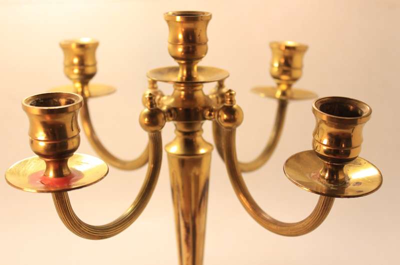 Vintage Brass 5 Sconce Table Top Candle Stick Holder