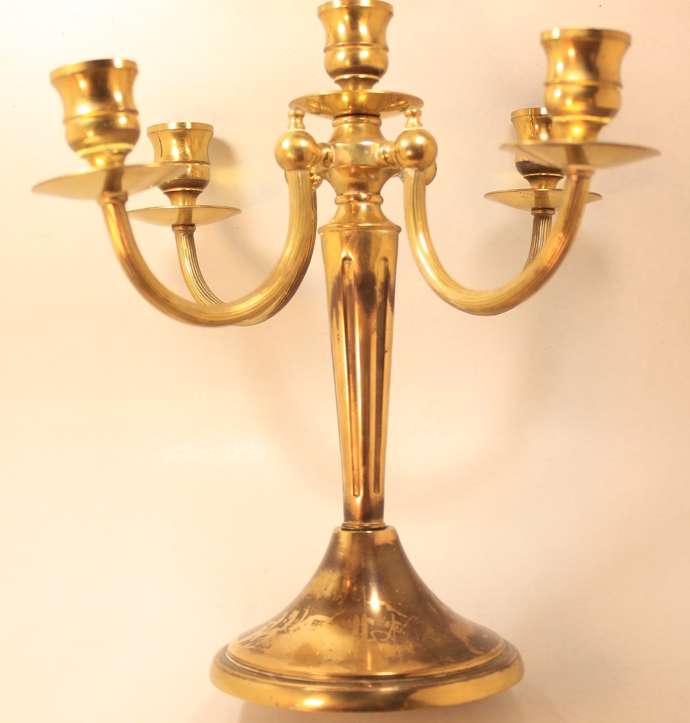 Vintage Brass 5 Sconce Table Top Candle Stick Holder