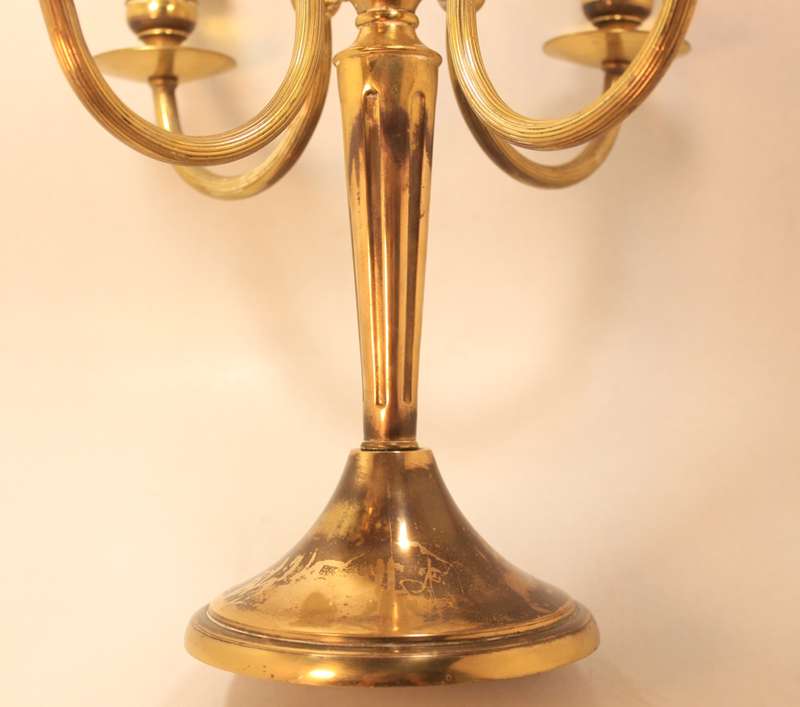 Vintage Brass 5 Sconce Table Top Candle Stick Holder