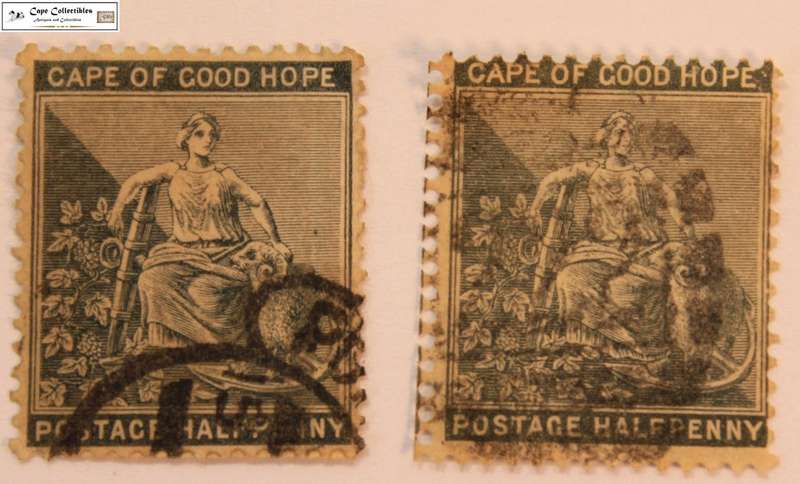 Cape Of Good Hope 2 x 1/2 Penny 1886 Hope Seated with Vine and Ram Stamp (Scott 41)