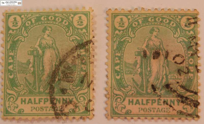 Cape Of Good Hope 2 x 1/2 Penny 1898 Hope Standing with Anchor Stamp (Scott 59)