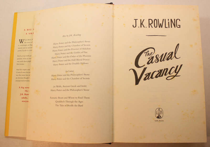 The Casual Vacancy by J K Rowling First Edition Hardcover Book