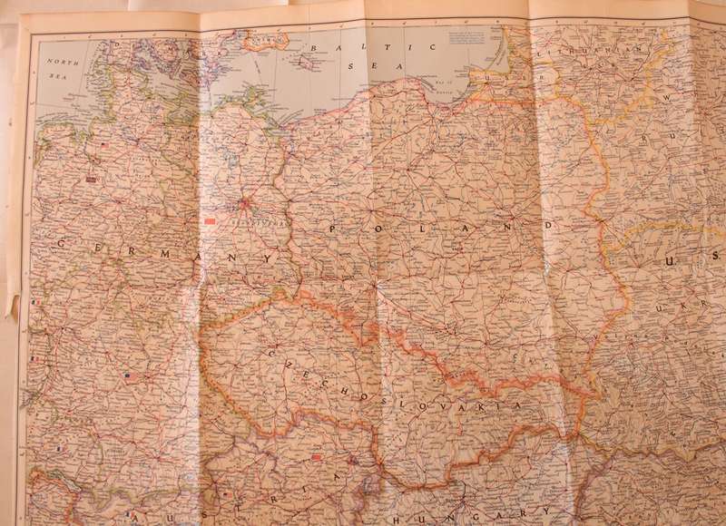 National Geographic Folded Map of Central Europe and The Balkan States September 1951.
