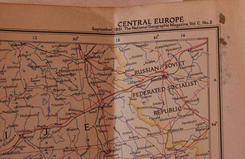 National Geographic Folded Map of Central Europe and The Balkan States September 1951.