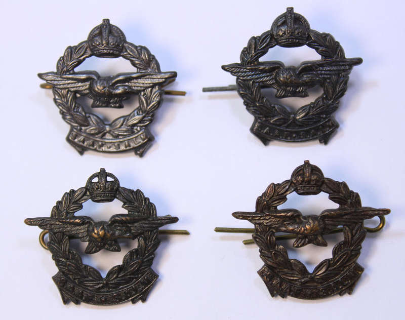 4 x 1940's WW2 SAAF SALM Collar or Cap Badges for Airforce Officers