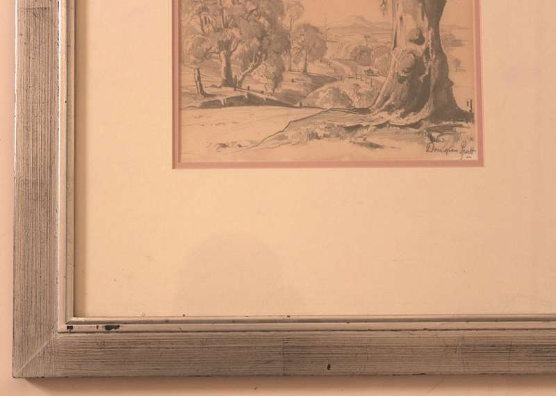 Framed Original Sketch "Country Road and Gum Tree" by Douglas Pratt.