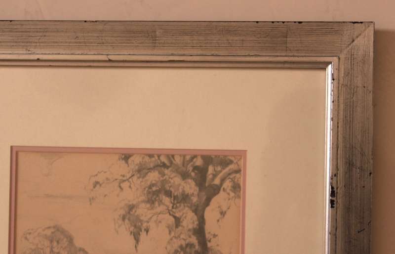 Framed Original Sketch "Country Road and Gum Tree" by Douglas Pratt.