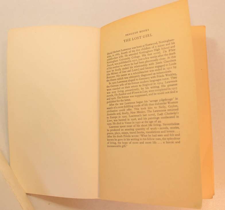 The Lost Girl by D H Lawrence, Softcover Book Penguin 1983 Edition