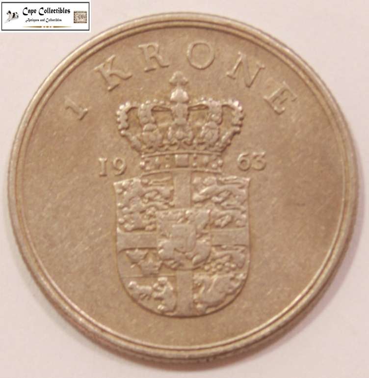 Denmark 1 Krone 1963 Coin Circulated.