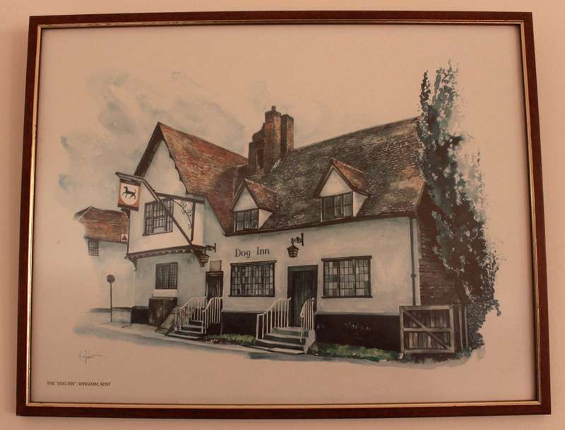The "Dog Inn", Wingham, Kent Reproduction Print by Ted Hoefsloot Framed