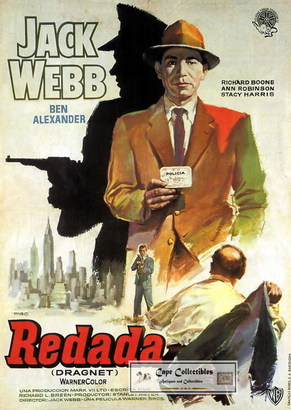Vintage Dragnet Film Noir Poster Digital Download (Spanish Title)