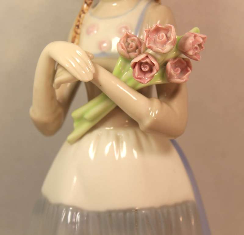 Heritage Porcelain Dutch Girl with Flower Posy and Pigtails
