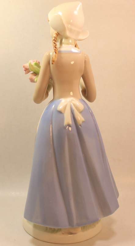 Heritage Porcelain Dutch Girl with Flower Posy and Pigtails