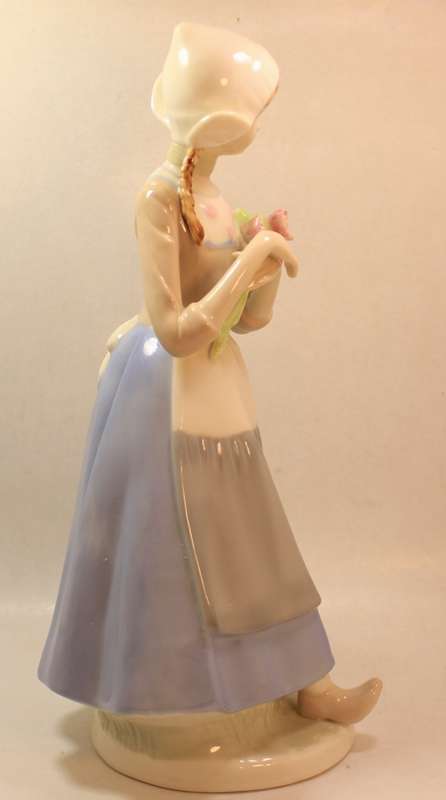 Heritage Porcelain Dutch Girl with Flower Posy and Pigtails