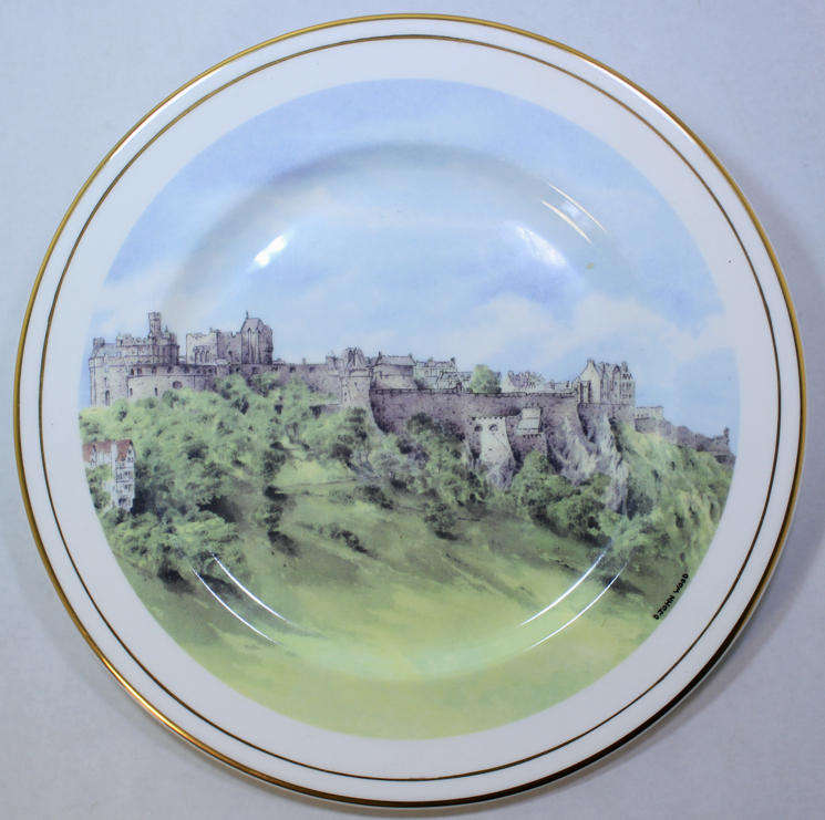 Edinburgh Castle Fine Bone Plate from The Praestigium Collection, Artwork by D John Wood