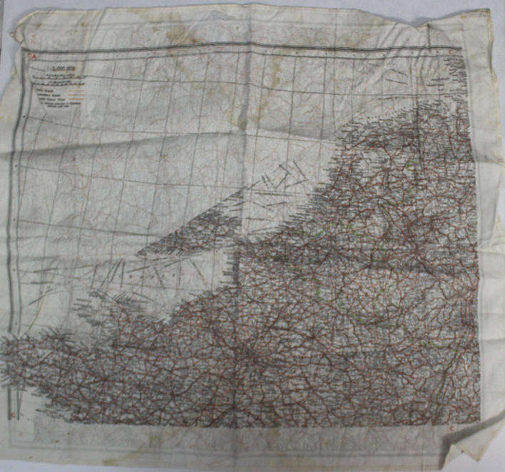 WW2 RAF and UDF Pilots Silk Escape Map Grid A/C Germany & C/A West Europe