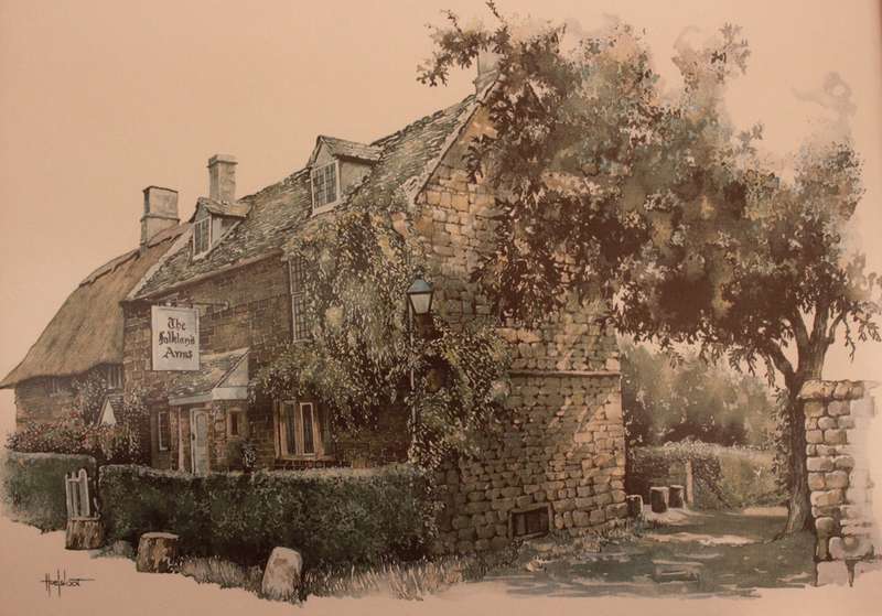 The Falkland Arms Inn, Great Tew, Oxfordshire Reproduction Print by Ted Hoefsloot Framed