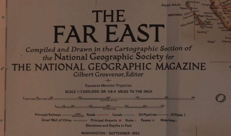 National Geographic Folded Map of The Far East September 1952