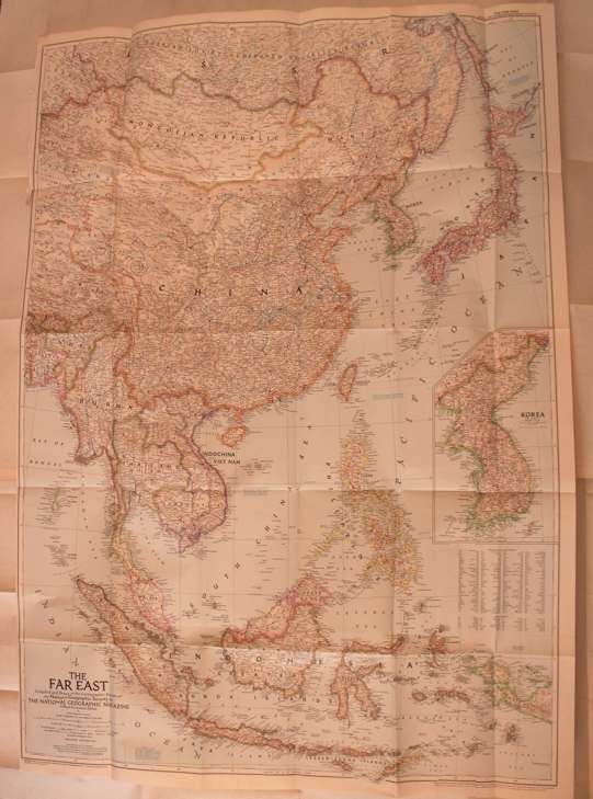 National Geographic Folded Map of The Far East September 1952