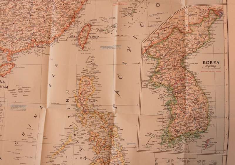 National Geographic Folded Map of The Far East September 1952