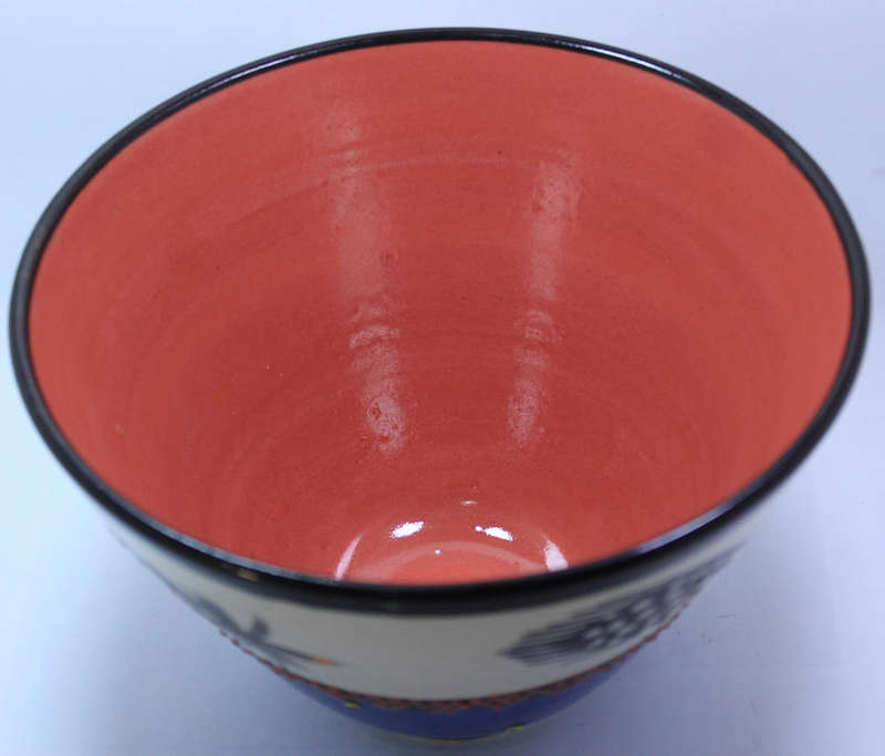 Colourful Hand Painted Feather Pattern Ceramic Fruit Bowl By Nombulelo Mkiva