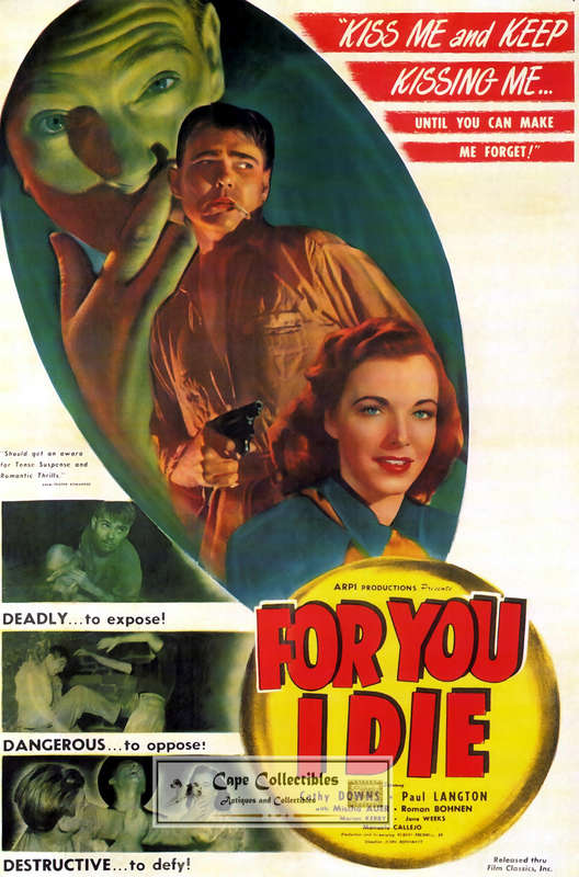 Vintage For You I Die Film Noir Poster Digital Download