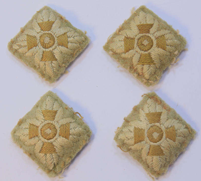 Set of 4 Embroidered WW2 Officers Rank Insignia Khaki Pips