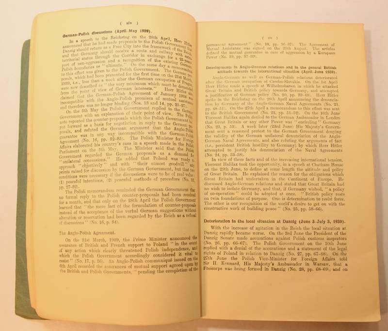 Documents Concerning German Polish Relations 1939 (British Foreign Affairs) Softcover Book