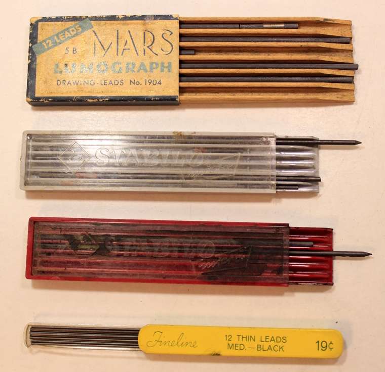 4 x Assorted Vintage Packs of Graphite Drawing Leads for Pencils