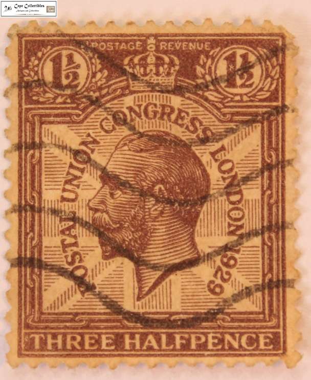 Great Britain 1 1/2 Pence 1929 George V 9th Postal Union Congress Stamp (Scott 207)