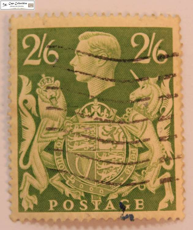 Great Britain 2 Shillings 6 Pence 1939 King George VI and Royal Arms Stamp (Scott 249)
