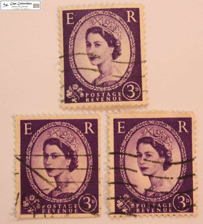Great Britain 3 x 3 Pence 1956 Queen Elizabeth II Stamp (Scott 322)