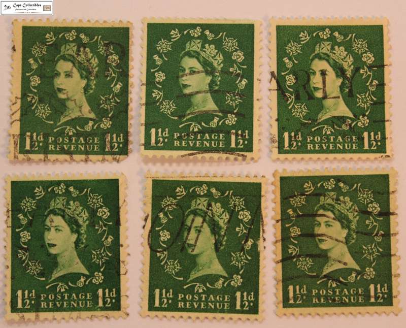 Great Britain 6 x 1 1/2 Pence 1956 Queen Elizabeth II Stamp (Scott 319)