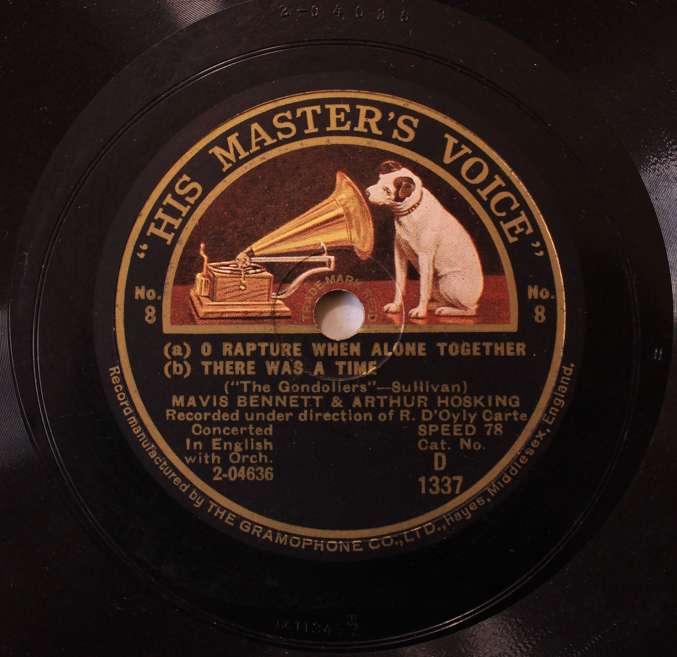 Music From the Opera "The Gondoliers" 78RPM His Masters Voice Vinyl LP