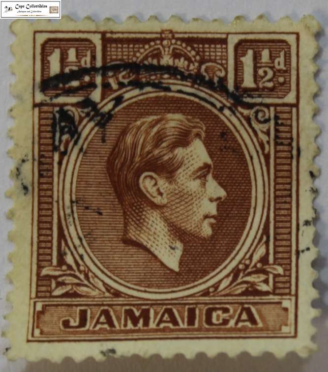 Jamaica 1 1/2 Pence 1938-1951 King George VII Stamp (Scott 118)