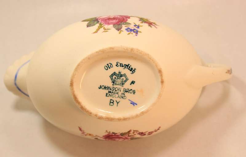 Vintage Johnson Brothers "Old English"  Pink Rose  Porcelain Gravy Boat BY Stamp