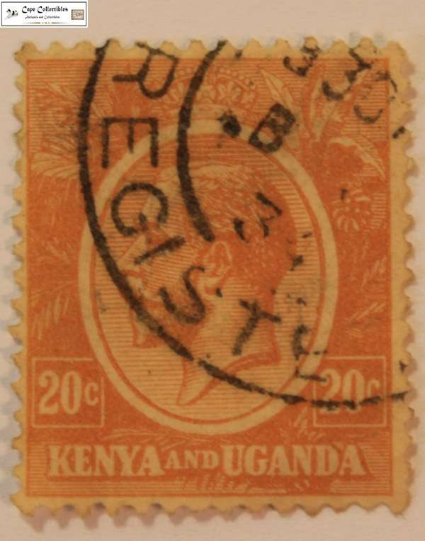 Kenya and Uganda 20 Cent 1922-1927 King George V  Stamp (Scott 25)