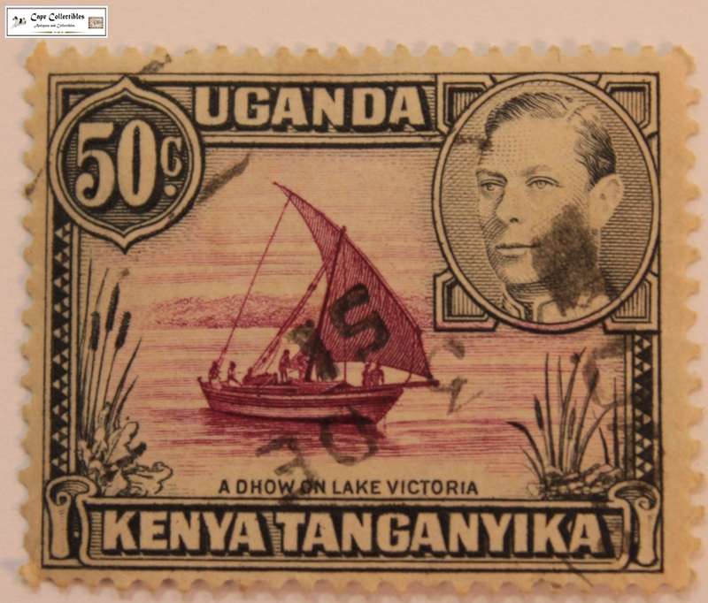 Kenya, Uganda & Tanganyika 50 Cent 1949 Dhow on Lake Victoria Stamp (Scott 79)