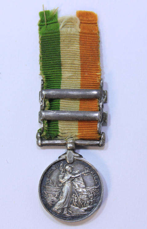 The Kings South Africa Medal (KSA) Silver Miniature, with Clasps and Original Ribbon Unnamed