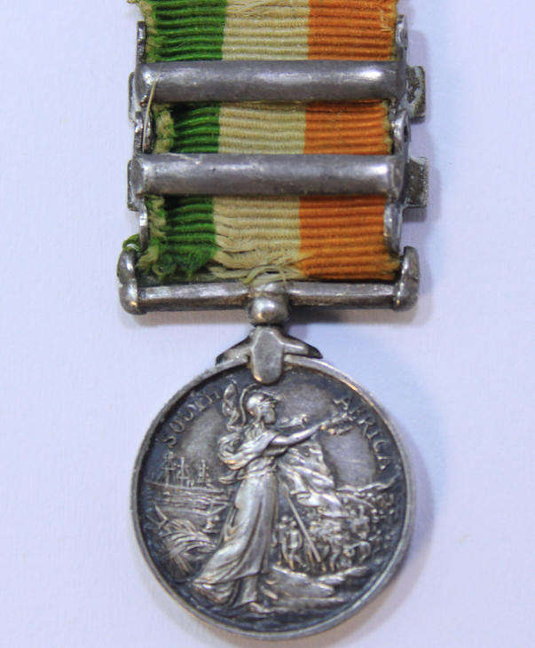 The Kings South Africa Medal (KSA) Silver Miniature, with Clasps and Original Ribbon Unnamed
