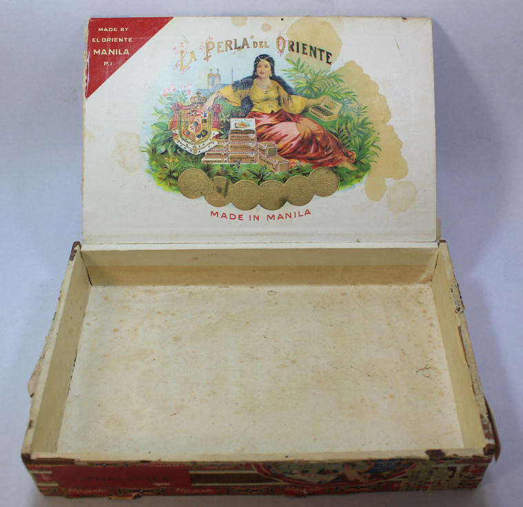 Vintage La Perla Del Oriente Manila Philippines Cigar Box
