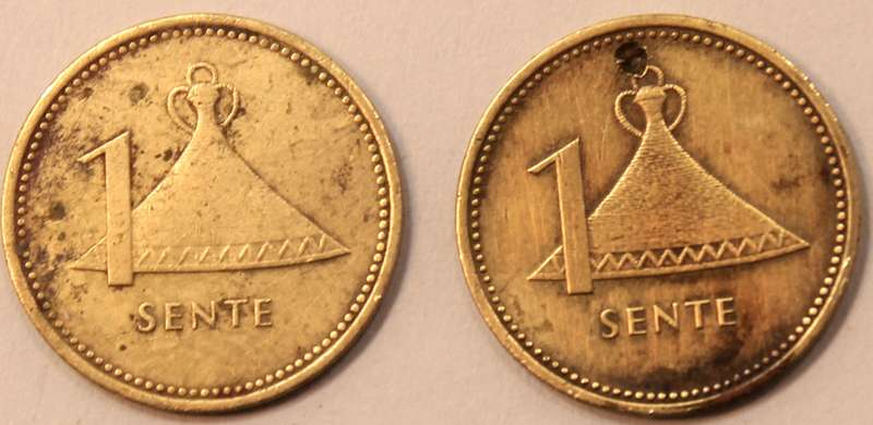 2 x Lesotho 1 Sente 1979 Coins Circulated