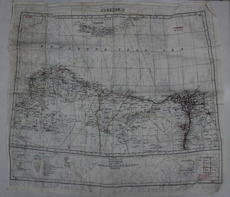 WW2 RAF and UDF Pilots Silk Escape Map Grid K2/K1 North Africa & K1/K2 Cyrenaica