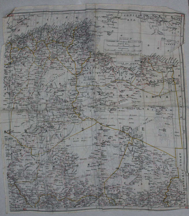 WW2 RAF and UDF Pilots Silk Escape Map Grid K2/K1 North Africa & K1/K2 Cyrenaica
