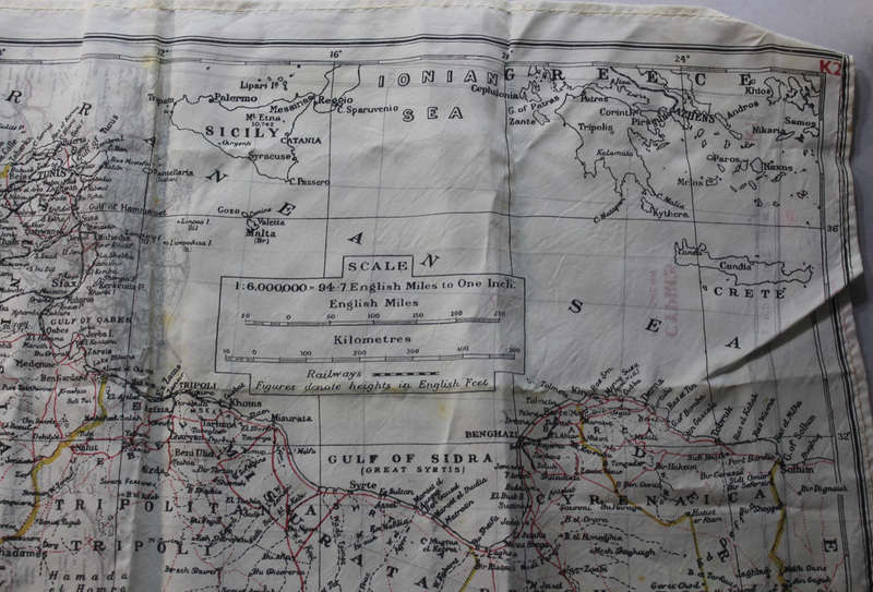WW2 RAF and UDF Pilots Silk Escape Map Grid K2/K1 North Africa & K1/K2 Cyrenaica
