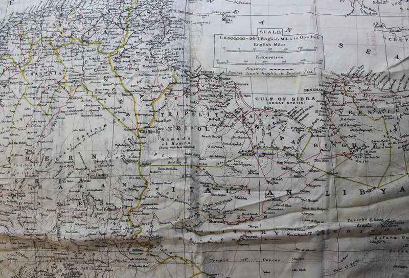 WW2 RAF and UDF Pilots Silk Escape Map Grid K2/K1 North Africa & K1/K2 Cyrenaica