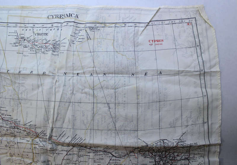 WW2 RAF and UDF Pilots Silk Escape Map Grid K2/K1 North Africa & K1/K2 Cyrenaica