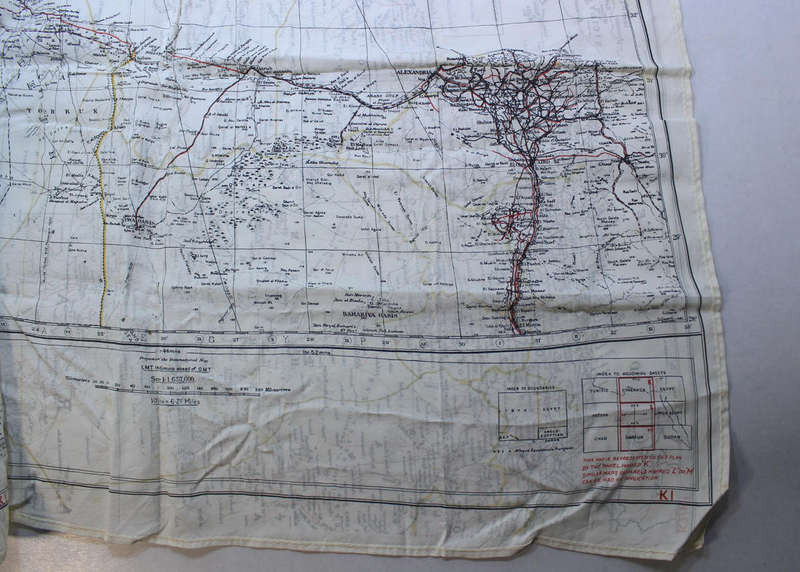 WW2 RAF and UDF Pilots Silk Escape Map Grid K2/K1 North Africa & K1/K2 Cyrenaica