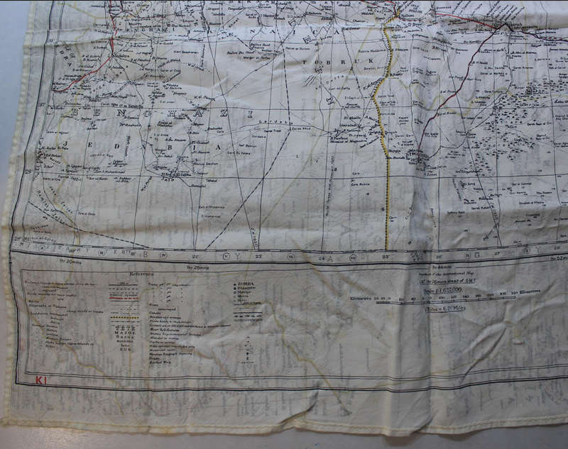 WW2 RAF and UDF Pilots Silk Escape Map Grid K2/K1 North Africa & K1/K2 Cyrenaica